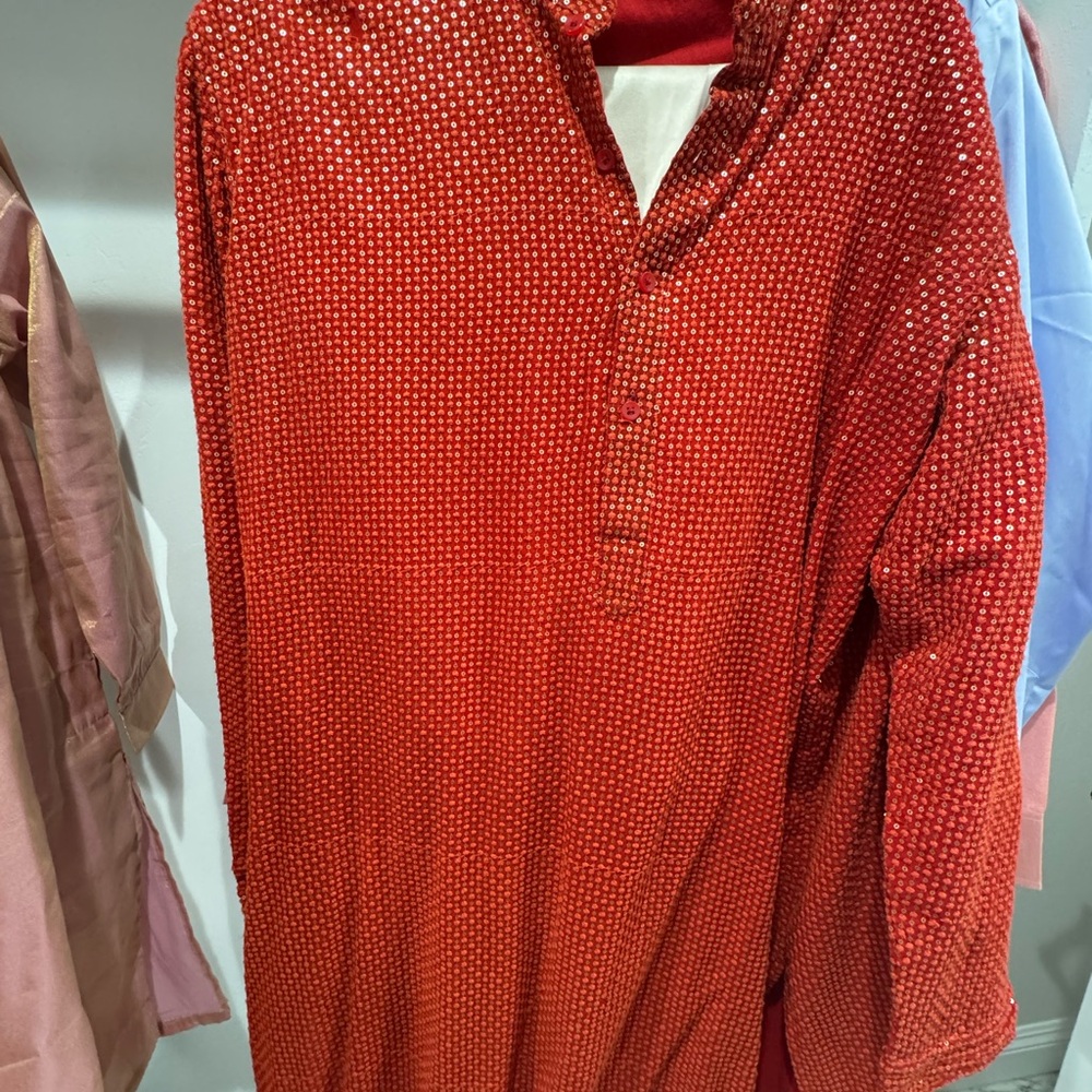 Red Men's Kurta Pajama